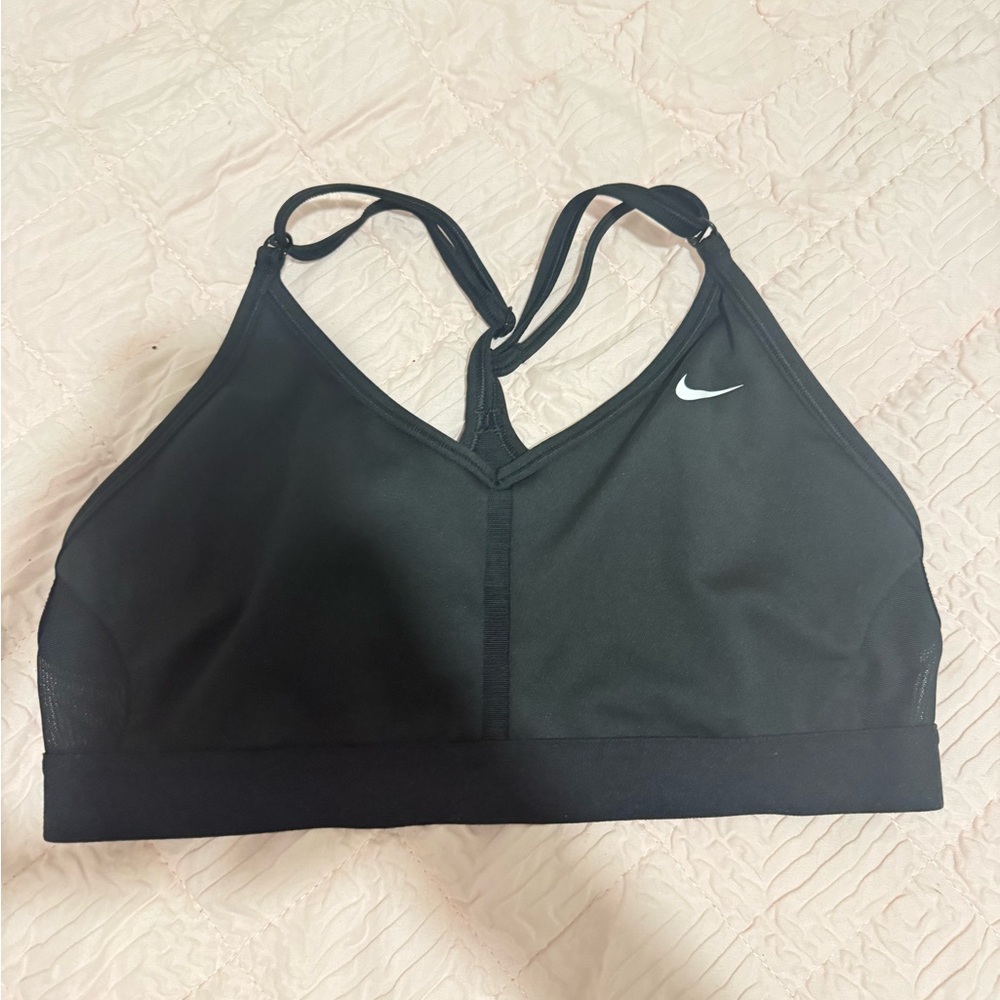 Nike Women's Black Sports Bra with White Logo